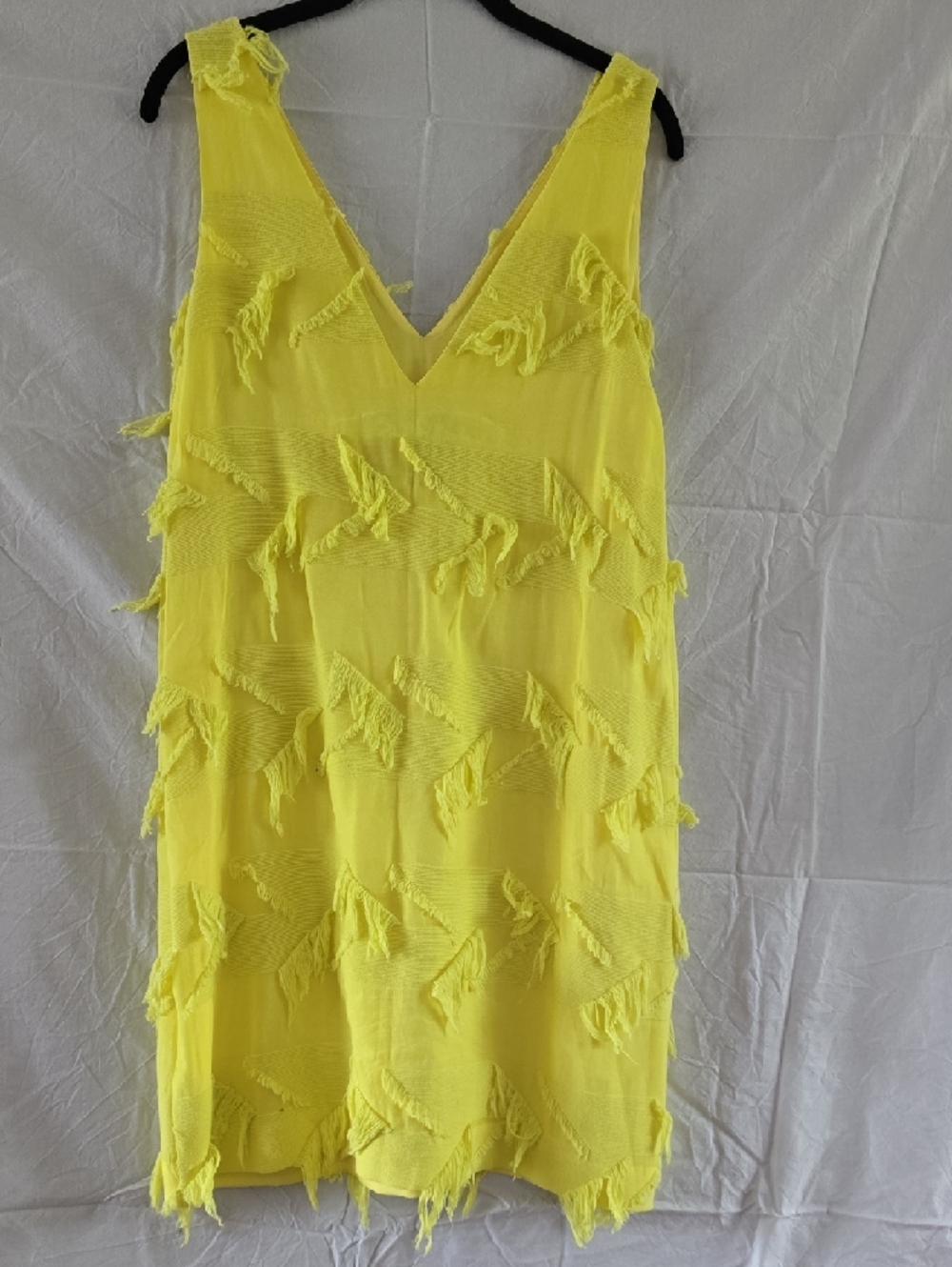 Maeve Bright Yellow V-Neck Fringe Shift Dress - Picture 5 of 6